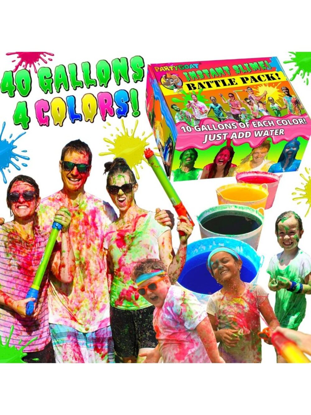 Multicolor Instant Slime Powder Kit - Makes 40 Gallons of Fun Slime!